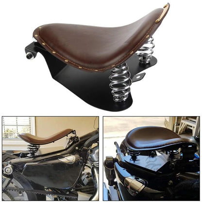 1 CONJUNTO de Assento Solo de Couro Retrô para Motocicleta + Suporte de Mola de 3" para Harley Custom Chopper Sportster Para Bobber Para Honda Para Yamaha
