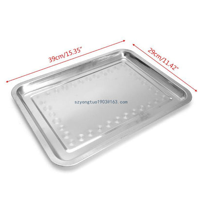Stainless Steel Rectangular Plate Barbecue Grilled Fish Tray BBQ Container