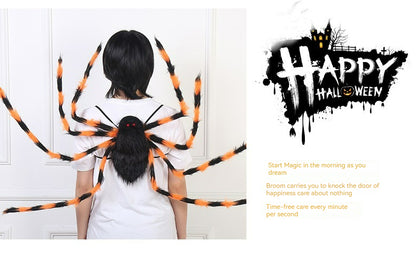 90/125CM Horror Plush Spider Bag Decoration Halloween Candy Backpack Big Spider Shape Trick or Treat Halloween Props Costume
