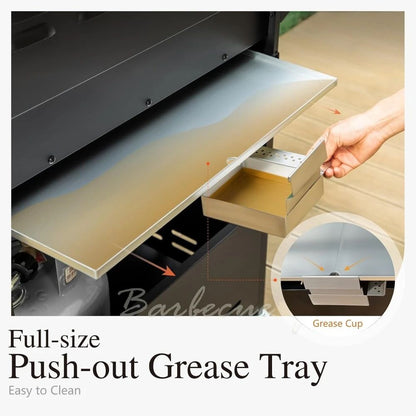 4-Burner Propane Gas Grill, Stainless Steel BBQ Grill with Side Burner Grill