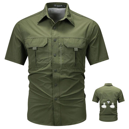 Summer Tactical Shirts Men Work Short Sleeve Shirt Outdoor Breathable Quick Dry Multi-pocket Cargo Camp Hike Short Sleeved Shirt