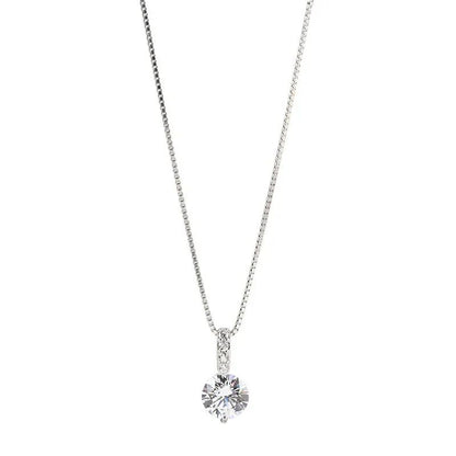 Colar de Prata Esterlina 925 com Zircônia Redonda Estilo Minimalista Charm Choker Pingente Presente de Festa para Joias Finas Femininas