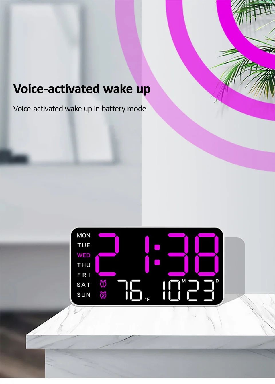 Extra Large Digital Wall Clock with LED Display with Date, Temperature, Timer for Living Room, Bedroom, Gift for Seniors