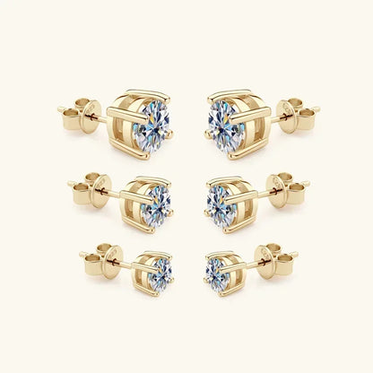 Brinco de Moissanite Real 0.5-2ct de Diamante em Prata 925 Banhado a Ouro Amarelo Brinco de Casamento Feminino Joia de Luxo com GRA