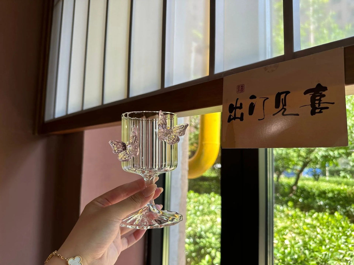 Copo de Vidro de Pé Alto Original Taça de Vinho Borboleta de Instagram Copos de Champanhe Copos Estéticos de Coquetel Presentes de Natal