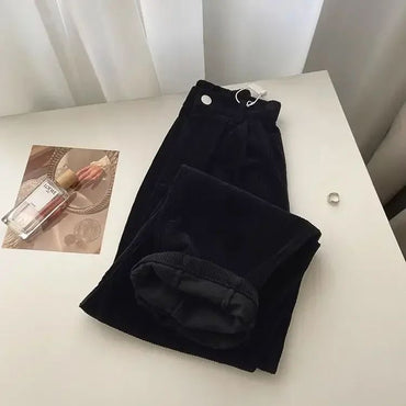 Vintage High Waist Corduroy Pants Women Spring Fall Straight Causal Full Length Trousers Korean Fashion Baggy All Match Pant New