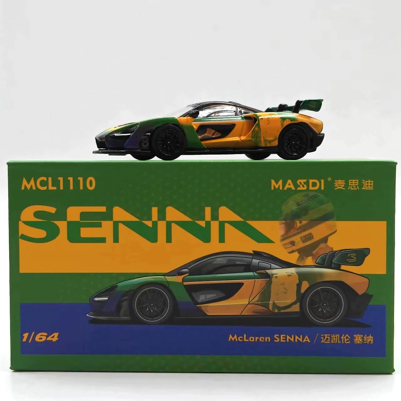 Masdi 1:64 Mclaren Senna MCL1110 Edição Especial Carro Esportivo Miniatura de Liga Diecast Ornamento Mclaren Modelo Colecionável Presentes para Meninos