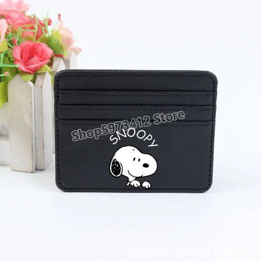 Snoopy Coin Purse Peanuts Anime Credit Card Holder Passport PU Wallet ID Cards Cover Case Bag Kids Men Woman Birthday Gift