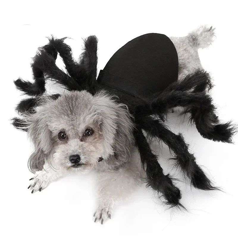 Fantasia de Aranha para Pet Design de Pelúcia Realista Cão Gato Festa Roupa Confortável Segura Fácil de Vestir e Tirar Diversão Celebração Acessórios para Pet