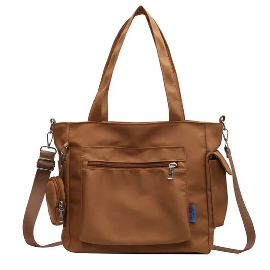 Simplicity Oxford Canvas Composite Shoulder Bag Solid Color Versatile Lazy Style Crossbody Bag Large Capacity Commuter Tote Bag