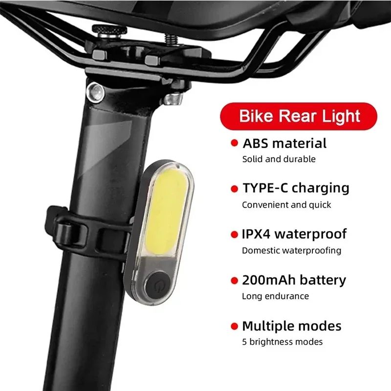 BUCKLOS Bike Light COB Front Rear Bicycle Lights LED Rechargeable Mountain Road Bicycle Lamp MTB Tail Light Cycling Flashlight