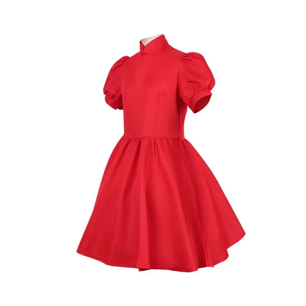 On The Cliff Red Dress Anime Ponyo Cosplay Costume Halloween Lolita Cos Uniforms for Adult Kid Party Roleplay Carnival Clothing