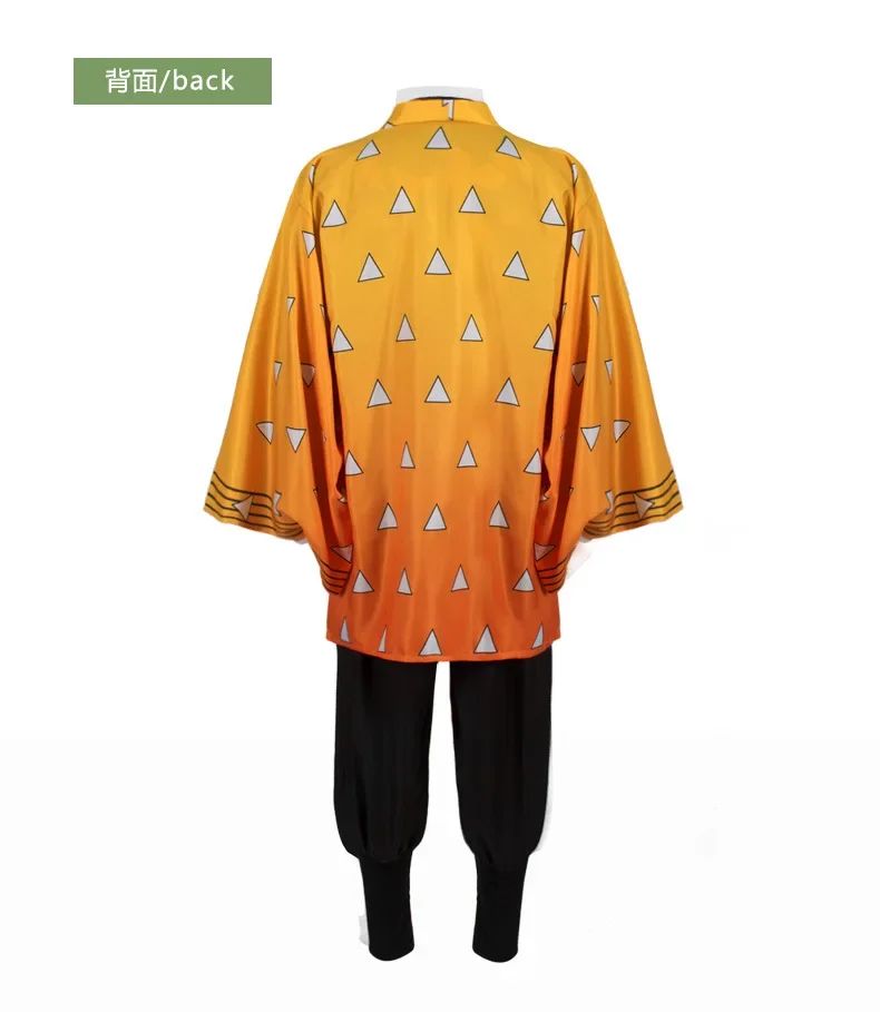 Anime Demon Moordenaar Kimetsu No Yaiba Agatsuma Zenitsu Cosplay  tuum Pruik Vrouwen Kimono Uniform Halloween Kerstfeest Kleding