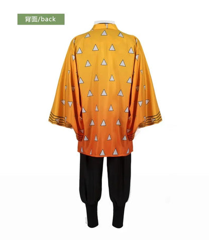 Anime Demon Moordenaar Kimetsu No Yaiba Agatsuma Zenitsu Cosplay  tuum Pruik Vrouwen Kimono Uniform Halloween Kerstfeest Kleding