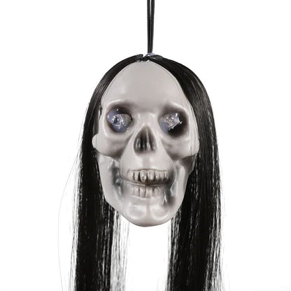 1pc Halloween Hanging Long Hair Ghost Skeleton Pendant LED Light-emitting Horror Bar Haunted House Decoration Party Supplies