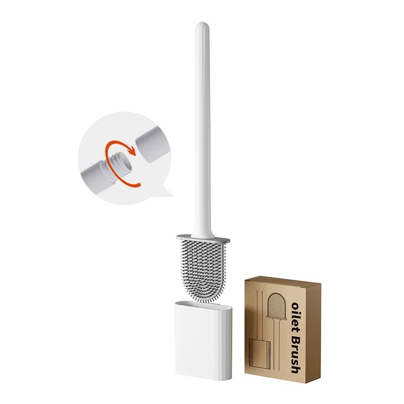 Escova Sanitária de Silicone Flexível com Base à Prova de Vazamento de Água e Gancho, Escova Sanitária Montada na Parede, Limpador Doméstico para Banheiro