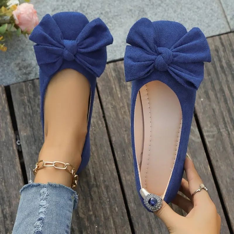 Women's Flat Shoes 2025 Hot Sale Ladies Slip on Flats Outdoor Women Round Toe Bow Tie Soft Bottom Plus Size Shallow Shoes Female