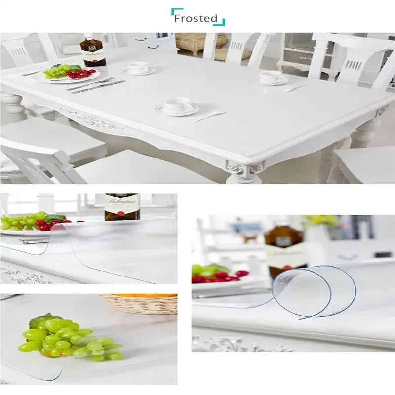 Transparent PVC Round Table Carpet Waterproof Tablecloth Kitchen Pattern Table Cover Glass Soft Cloth Dining Table Mat
