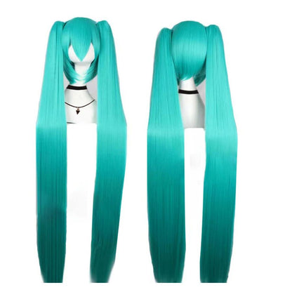 Long Synthetic Hair Clips 2 Ponytails Lolita Green Pink Heat Resistant Party Wigs Synthetic Hair Hatsune Miku Wig Cosplay