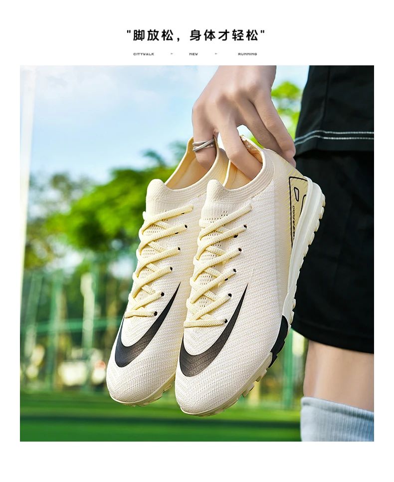 New Men Football Boots Cleats Long Spikes Outdoor Sport Soccer Shoes Adult Training Boys Non Slip Breathable Match Comfortable