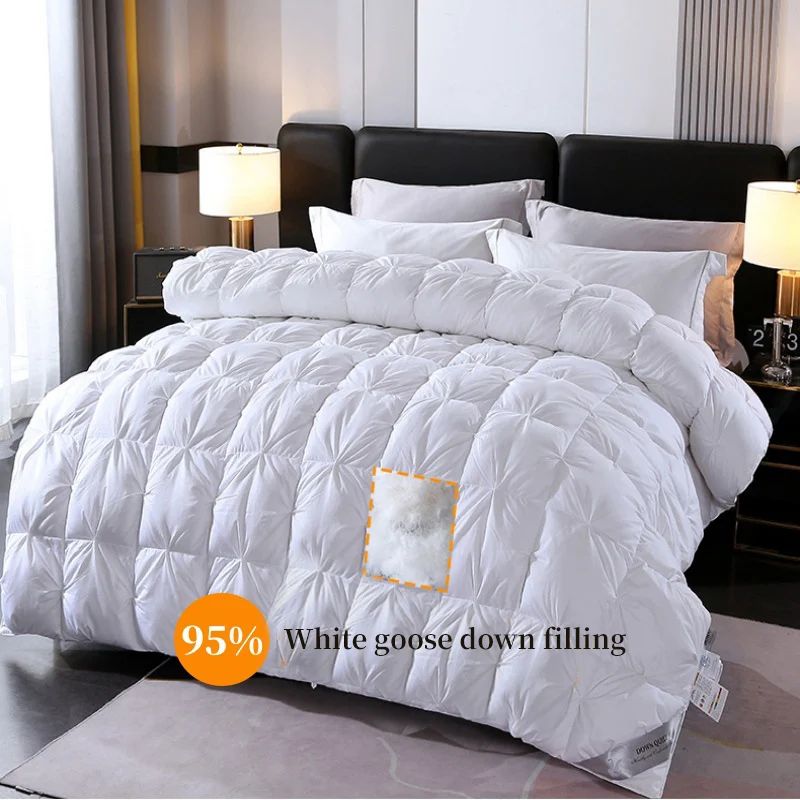 100% white goose down comforter, high-quality five-star hotel twisted flower comforter, pure cotton winter thick comforter