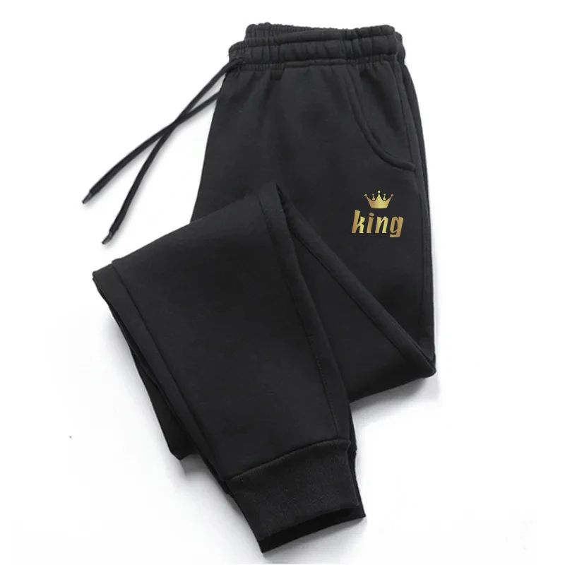 Calças de Moletom Masculinas King Printing Calças Casuais Esportes Ao Ar Livre Calças de Corrida Outono Inverno Calças Masculinas Diárias Roupa Esportiva Fitness 2025