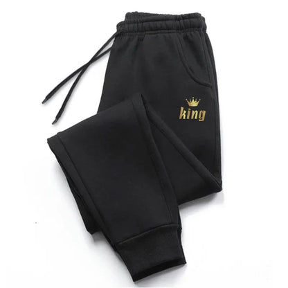 Calças de Moletom Masculinas King Printing Calças Casuais Esportes Ao Ar Livre Calças de Corrida Outono Inverno Calças Masculinas Diárias Roupa Esportiva Fitness 2025
