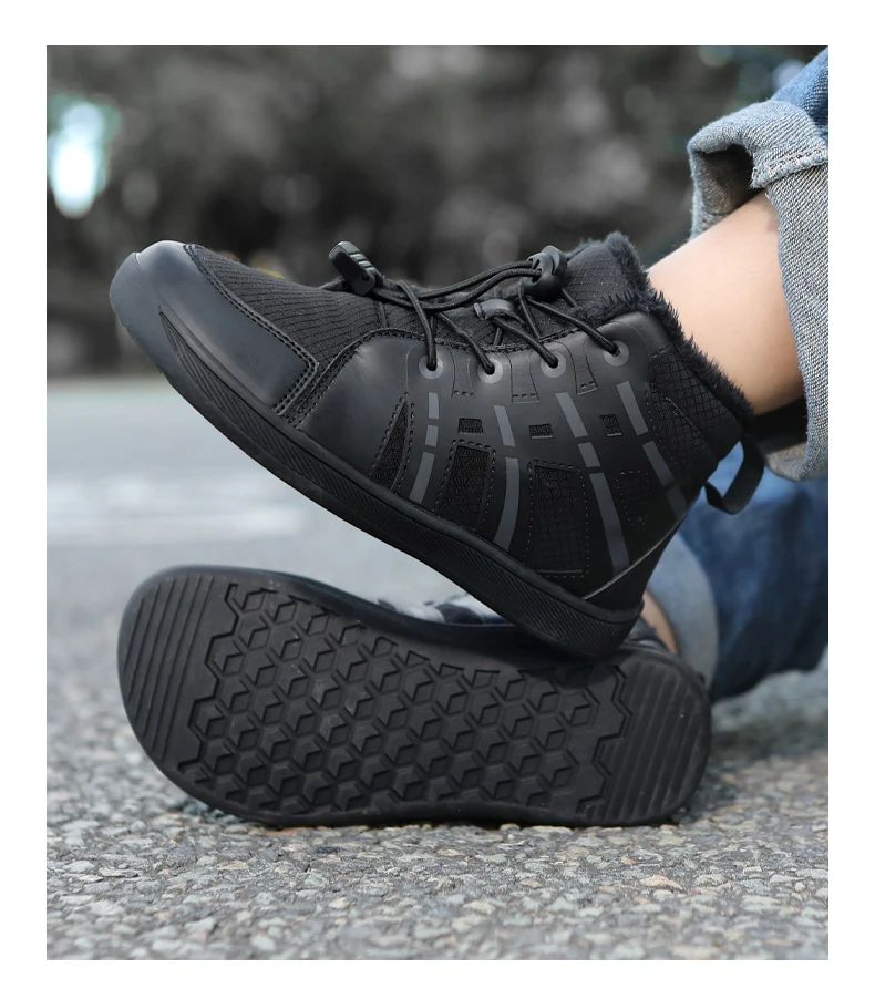 Fashion Kids Snow Boots Wide ToeBox Shoes Kid's Waterprof Barefoot Sneakers Boys Girls Warm Cotton Lightweight Non-slip Sneakers