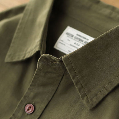 Gmiixder Men Cargo Long Sleeve Shirt Spring Autumn Hip Hop Jacket American Casual Retro Green Tough Man Workwear Shirt