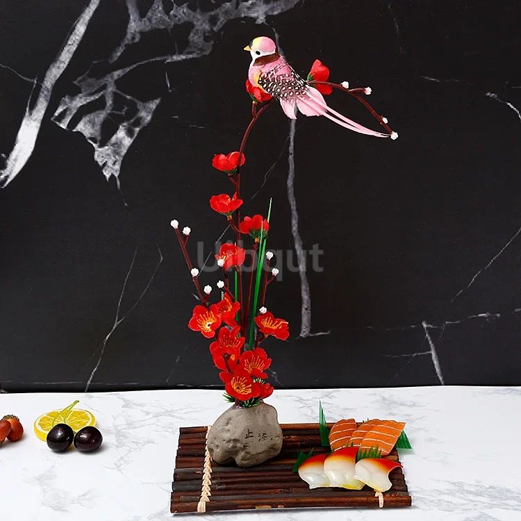 Bandeja de prato para frutos do mar, Barco de Sushi, Plantas de Flores Decorativas, Concepção Artística, Pequeno Ornamento Decorativo, Flor de Pêssego Criativa
