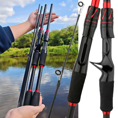 Vara de Pesca de Carretilha / Molinete de Fibra de Carbono Ultraleve Ação Rápida Cabo Ergonômico Compatível com Água Salgada e Doce