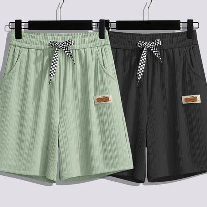 Ice silk shorts, women's summer thin slim, loose high-waisted straight mid pants, casual wide-leg pants, cropped pants