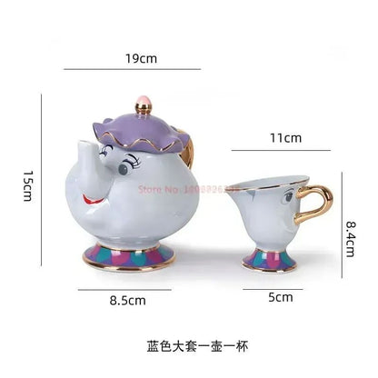 Bule da Disney Fofo Desenho Animado A Bela e a Fera Bules Caneca Sra. Potts Xícara Chip Bules Conjunto de Chá Dropshipping
