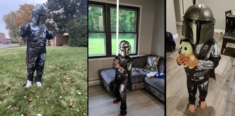 Boys Classic Movie Mask Costume Printed Cartoon Warrior Armor Bodysuit Kids Fantasy Cosplay Costume Halloween