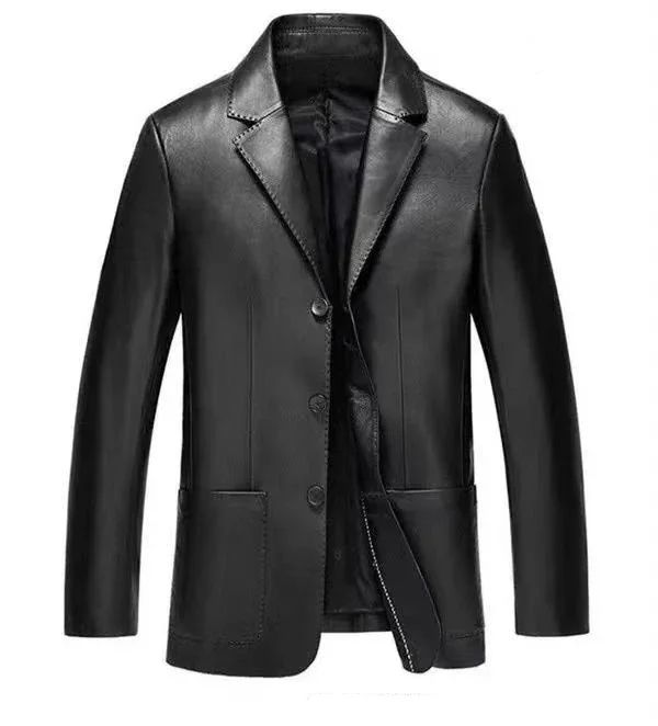 Thin Men's Suit Jackets Coat Short Cropped Male Blazer Leather Slim Fit Premium Simple Breasted New In Fashionable Elegant