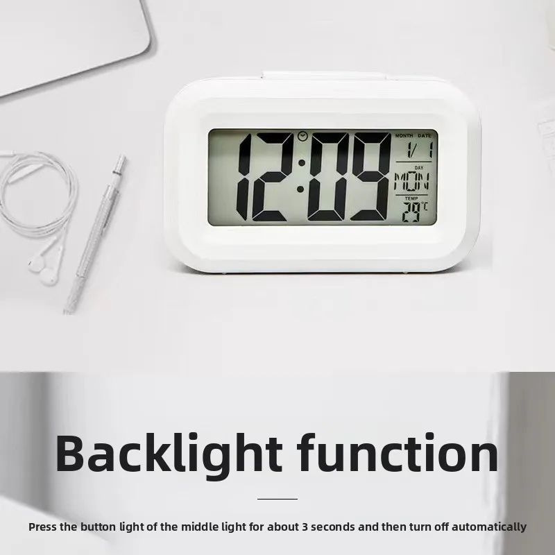 Bedside Table Alarm Clock Date Temperature Function Children's Bedroom Clock Home Offices Desktop Clock Desk Decor Digital Child