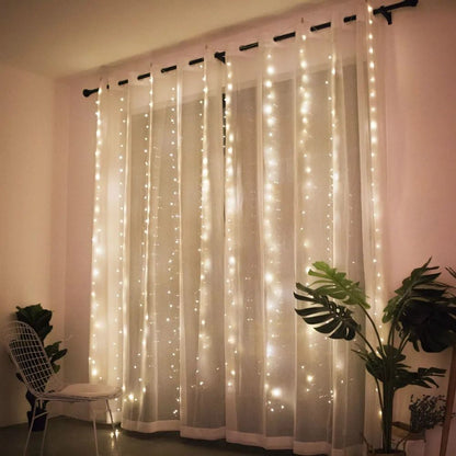 3M LED Curtain Fairy Light Christmas Garland Lamps for Wedding Party Home Decoration