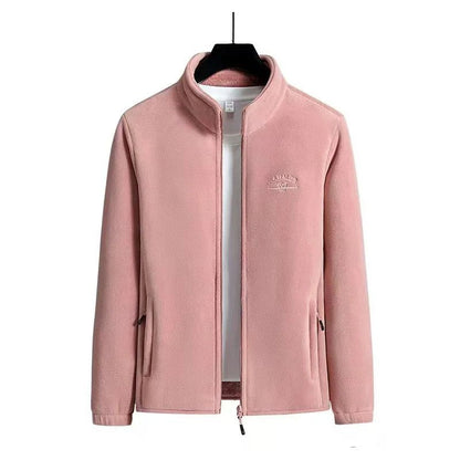 2026 Women's Wool Liner Coat Winter Loose-Fit Full Sleeve Polar Fleece Zipper Letter print Thickened Coat Cardigan Sporty jacket