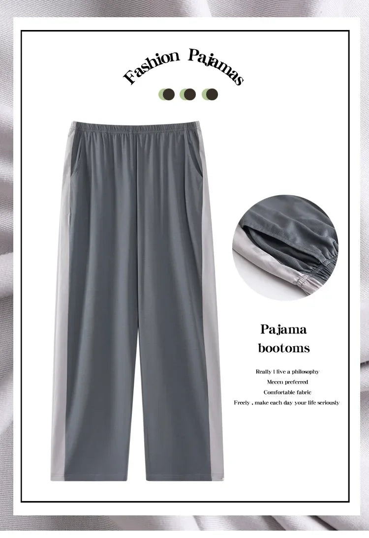 Men's Modal Sleepwear Loose Fit Casual Thin Home Pants Spring Autumn Summer Comfortable Lightweight Men's Drawstring Sweatpants