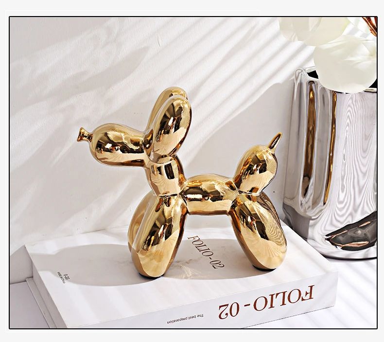 11/21CM Mini Ceramic Balloon Dog Sculpture Abstract Ornament Study Room Statue Home Office Accessories Festival Decoration ?