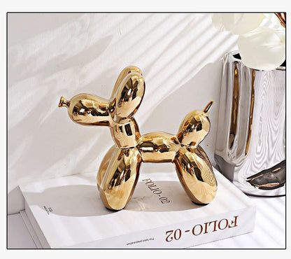 11/21CM Mini Ceramic Balloon Dog Sculpture Abstract Ornament Study Room Statue Home Office Accessories Festival Decoration ?