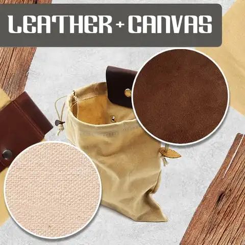 Leather Waxed Canvas Pouch Tote Garden Tools Bag in Water Proof Canvas Rolling Bag Foldable Belt Pack Portable Foraging Bag