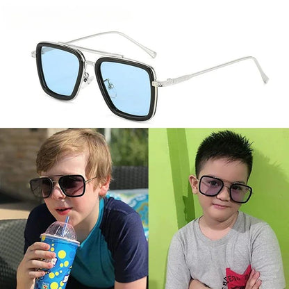Óculos de Sol Infantis Polarizados de Luxo Estilo Tony Stark Óculos de Sol Quadrados para Crianças Meninos Meninas Oculos Retrô Homem de Ferro