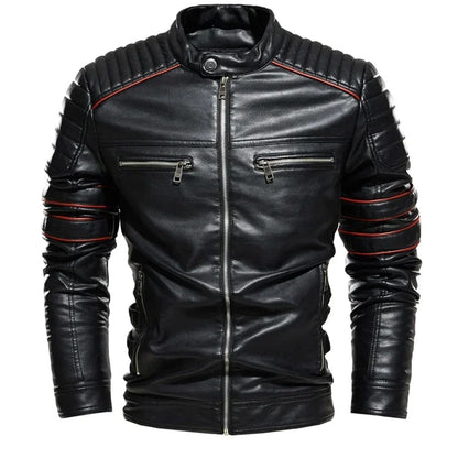 Streetwear Biker Jacket Coat Fashion Men Leather Jacket Slim Fit Autumn Winter Coat Men Fur Lined Men Motorcycle New Jacket