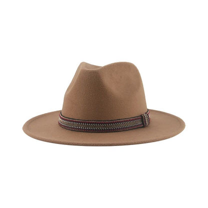 Chapéu Feminino Fedora de Feltro Sólido Casual Chapéu de Inverno Feminino Bonés Masculinos Faixa Panamá Preto Cáqui ????? ??????? Sombrero