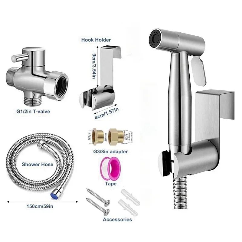 Handheld Bidet Toilet Sprayer Jet Kit Stainless Steel Shattaf Sprayer Kit Bathroom Personal Hygiene