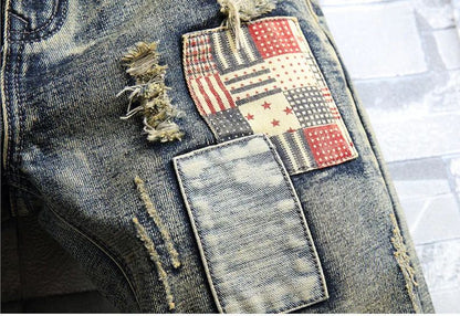 High Quality Men's Summer Holes Denim Shorts Jeans Men Straight Retro Shorts Jeans Men Knee Length Cowboy Jeans Shorts Size 40
