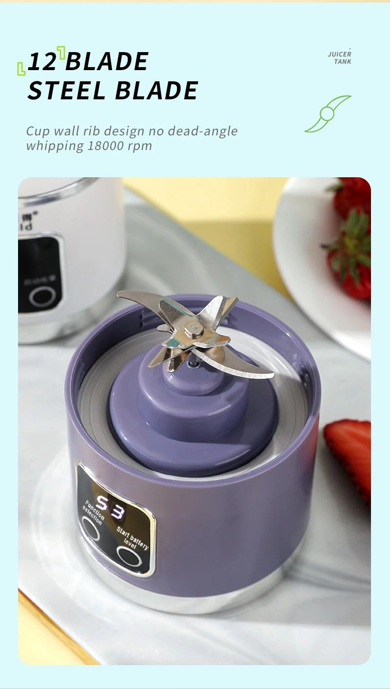 2025 Novo Carregamento Doméstico MINI Triturador de Gelo Elétrico Potente Motor 450ML Grande Capacidade Copo de Suco com Display Digital
