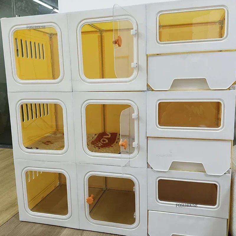 Gaiolas de luxo para gatos de três camadas com partição, gaiola de criação, espaço grande para animais de estimação, casa de gaiola para gatos com caixa de areia para gatos N