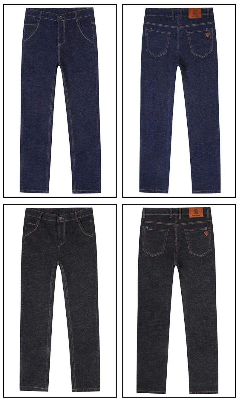 Calça Jeans Masculina de Marca de Luxo Stretch Reta Casual Slim Fit Jeans Masculino Design Clássico de Negócios Calça Tamanho Grande